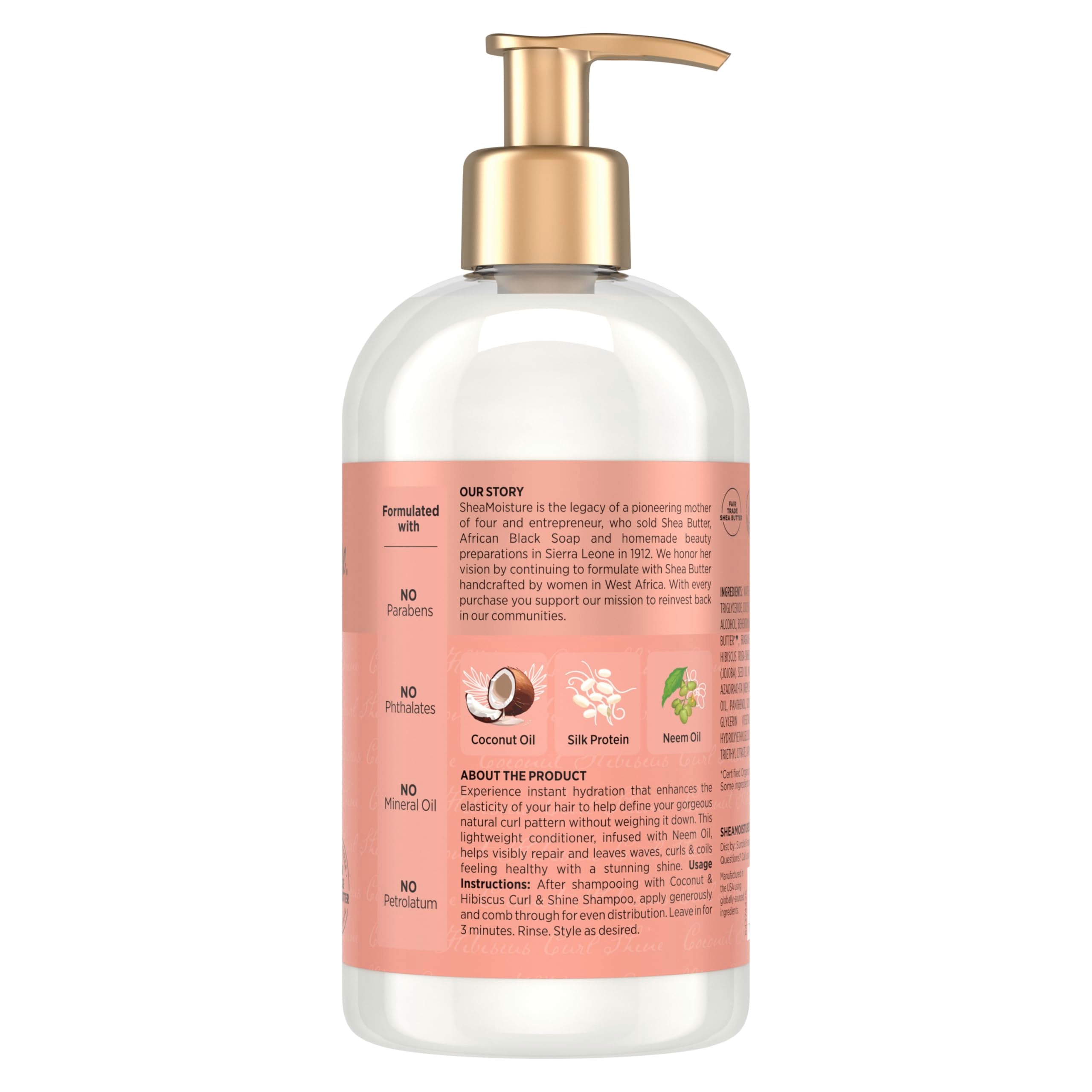 SheaMoisture Curl & Shine Conditioner 4 Count Coconut & Hibiscus, for Thick, Curly Hair to Moisturize & Soften, 13 oz